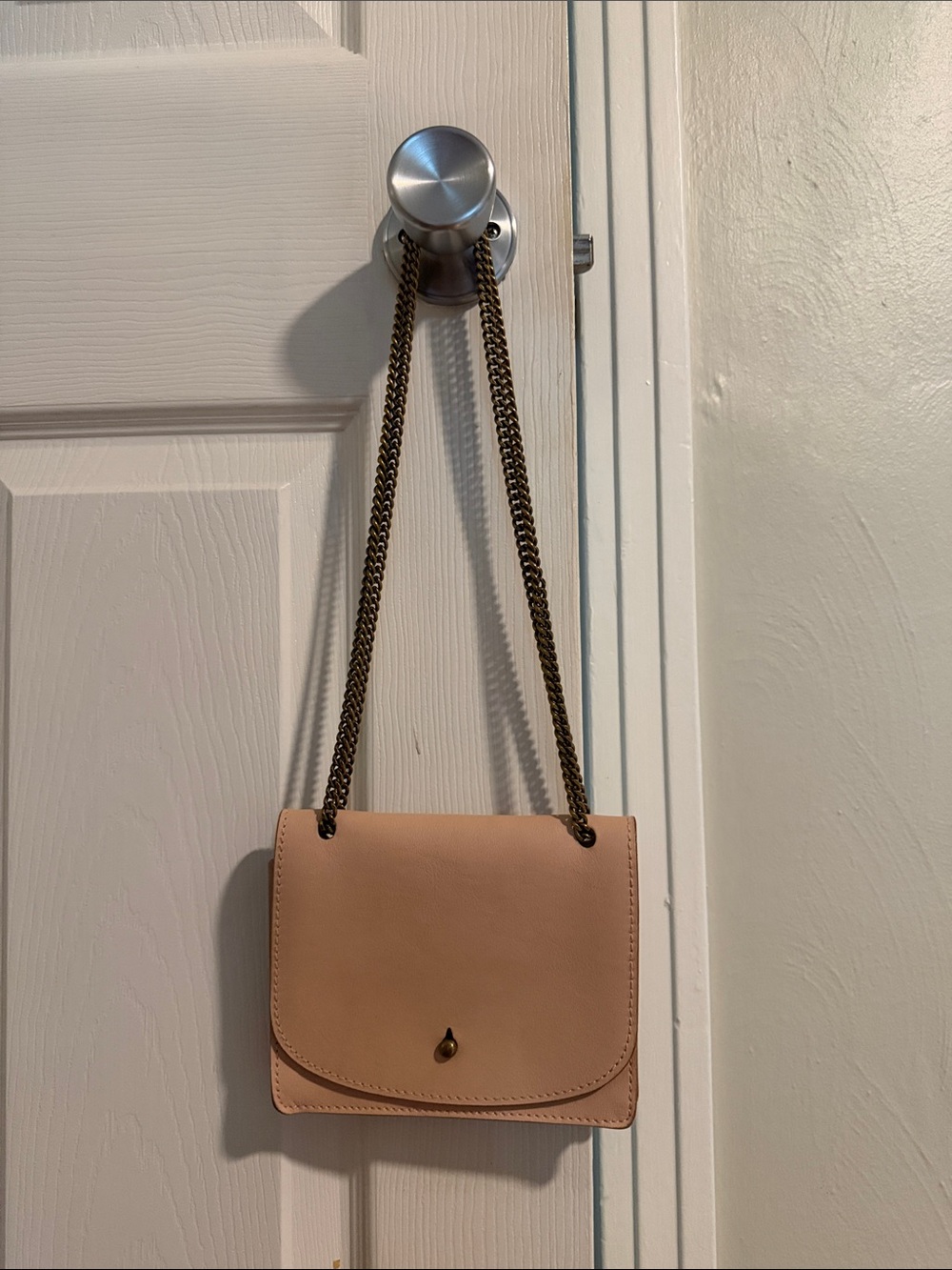 Madewell Pale Pink Mini Leather Chain Shoulder Bag